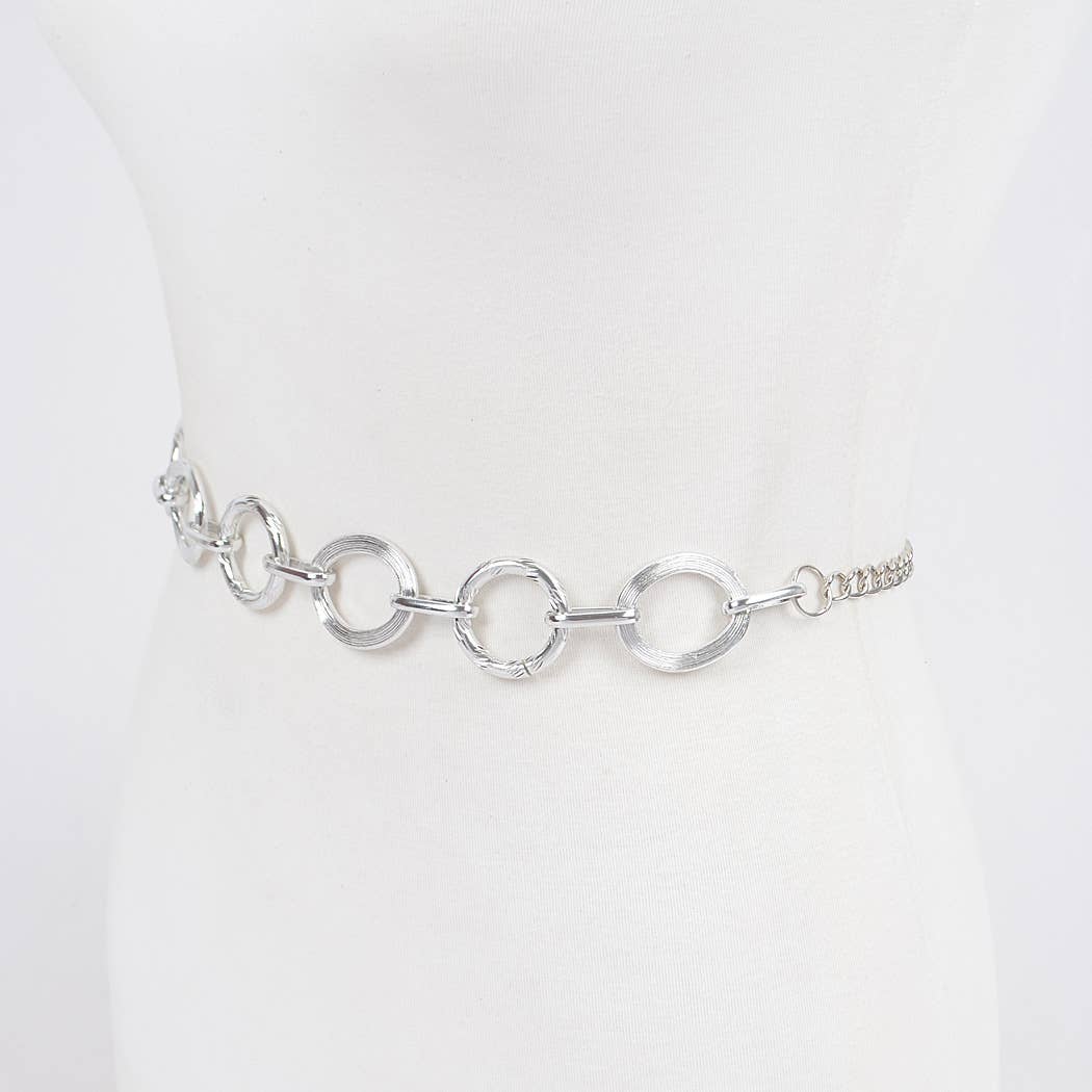 CURVY Goldtone Round Chain Belt