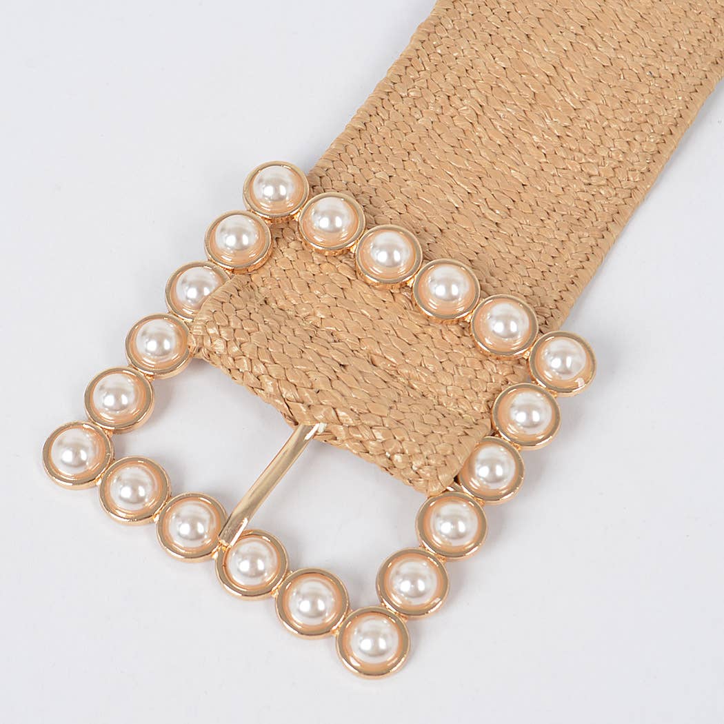 Natural Pearl Buckle Elastic Belt