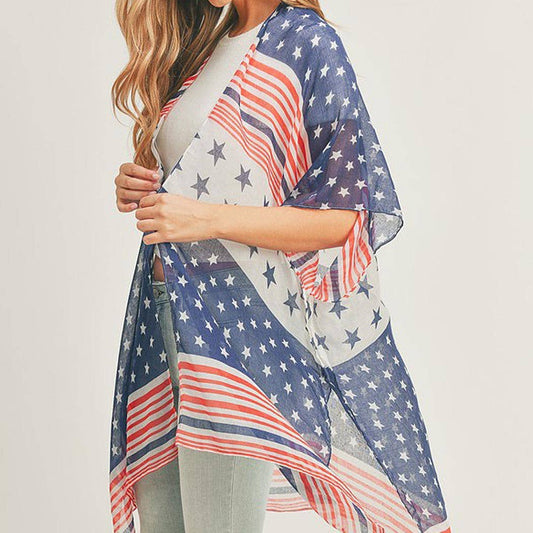 ULTI STRIPED AMERICAN FLAG KIMONO