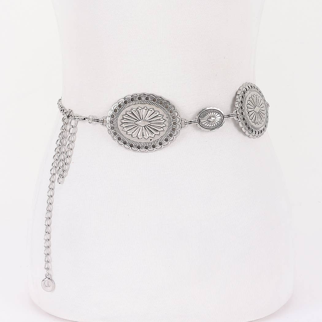 CURVY Silvertone Vintage Metal Chain Belt