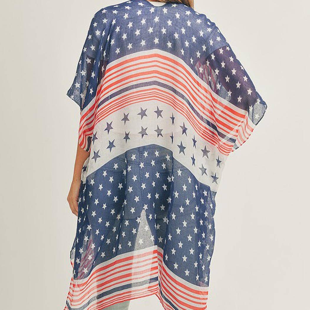 ULTI STRIPED AMERICAN FLAG KIMONO