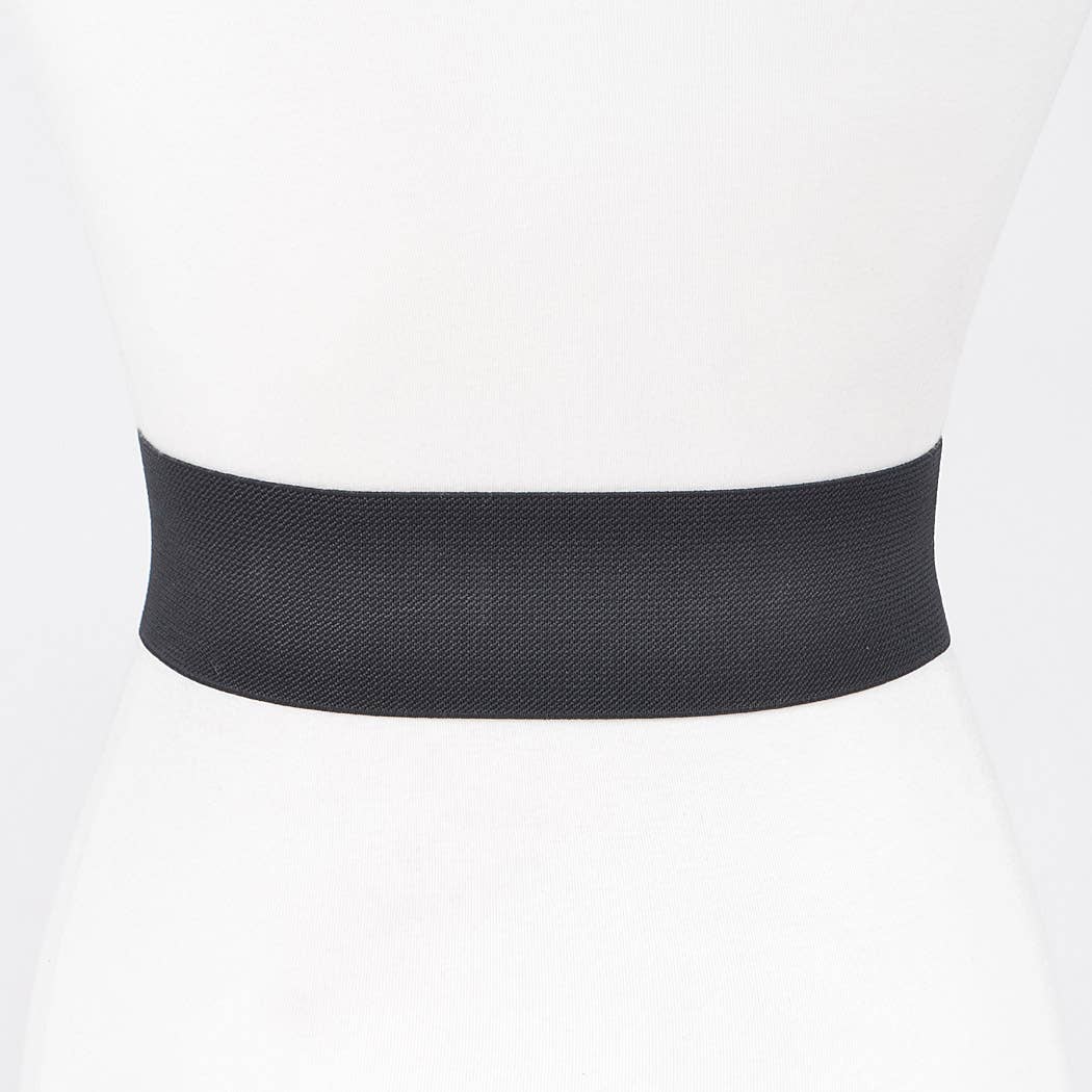 CURVY - Black Rhinestone Plus Size Elastic Belt