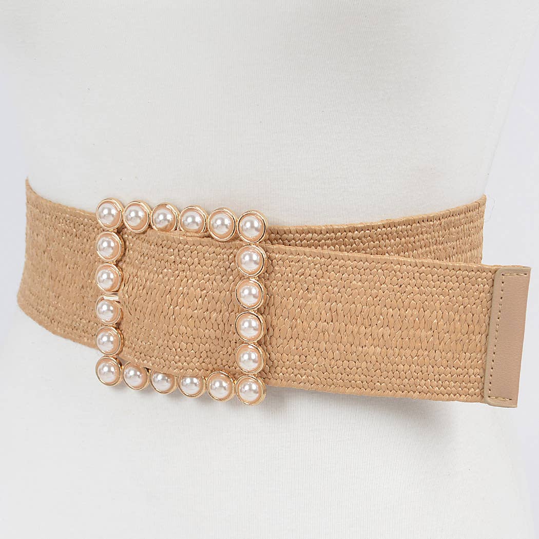 Natural Pearl Buckle Elastic Belt