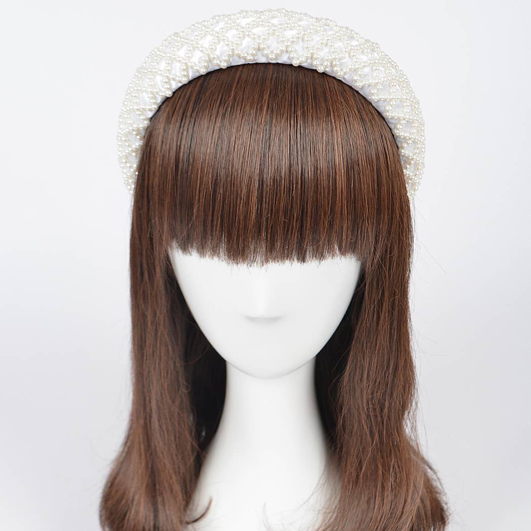 White Embellished Pearl Headband