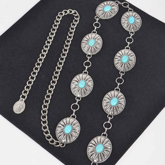 Silver tone Western Style Metal Chain Belt