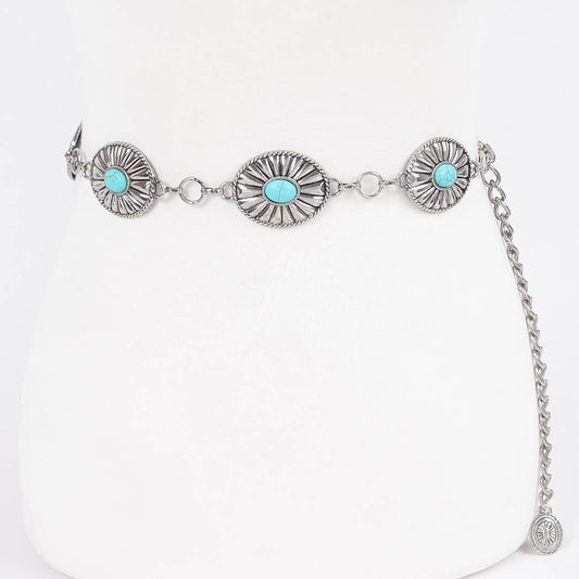 Silver tone Western Style Metal Chain Belt