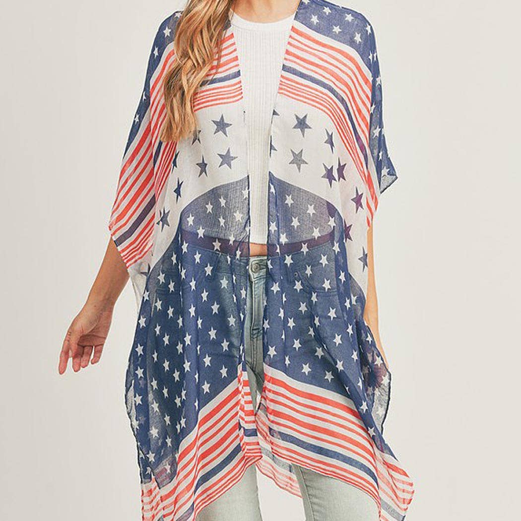 ULTI STRIPED AMERICAN FLAG KIMONO