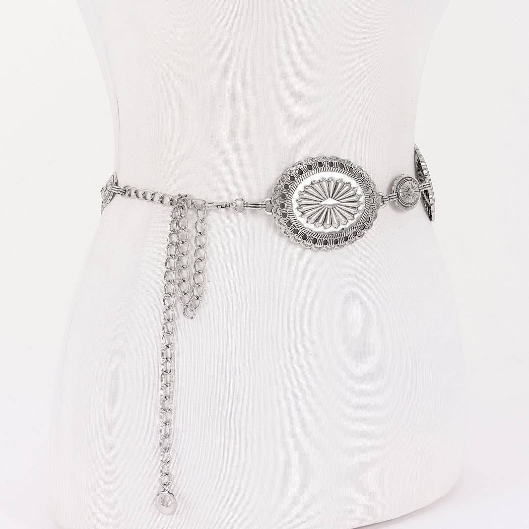 CURVY Silvertone Vintage Metal Chain Belt