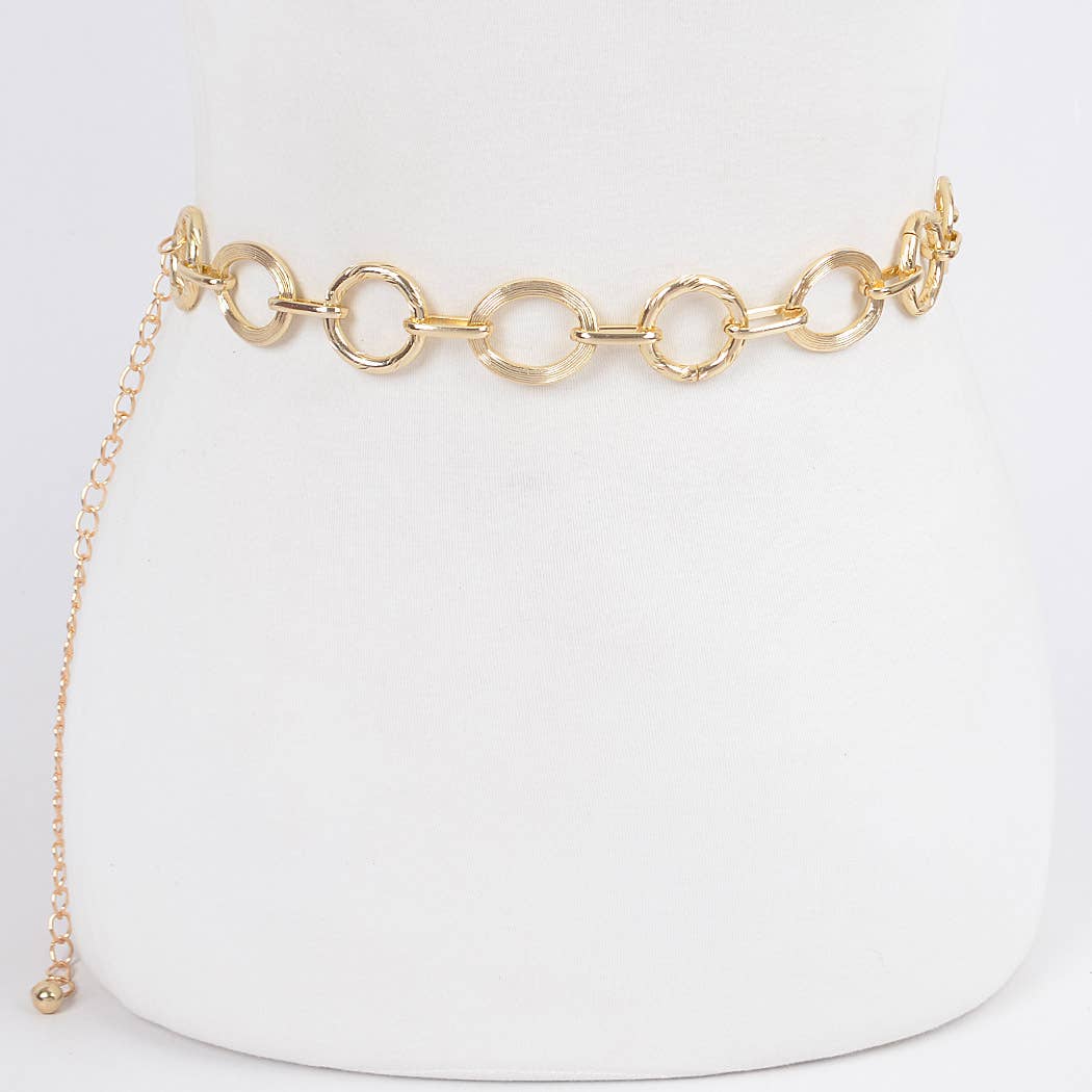 CURVY Goldtone Round Chain Belt