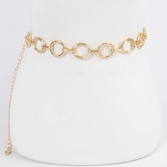 CURVY Goldtone Round Chain Belt