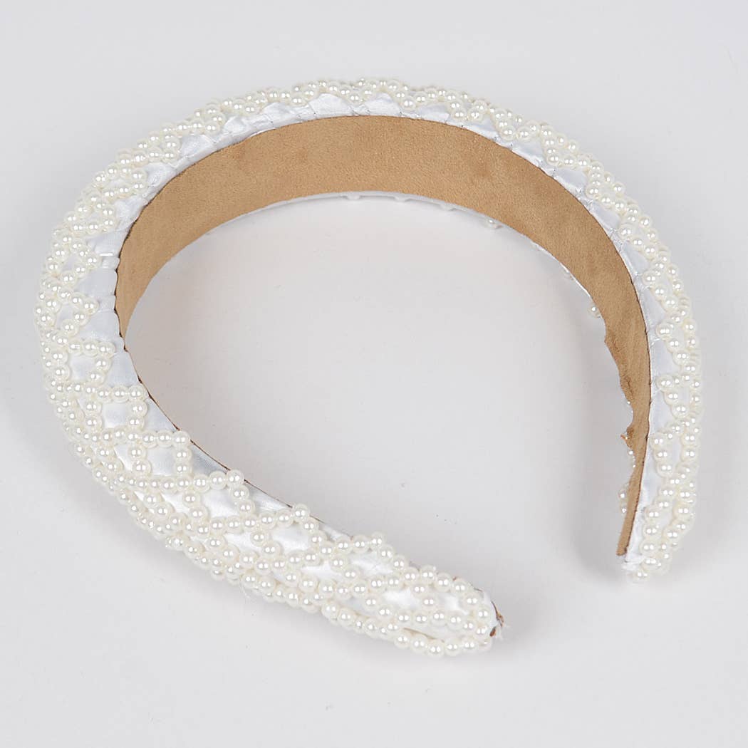 White Embellished Pearl Headband