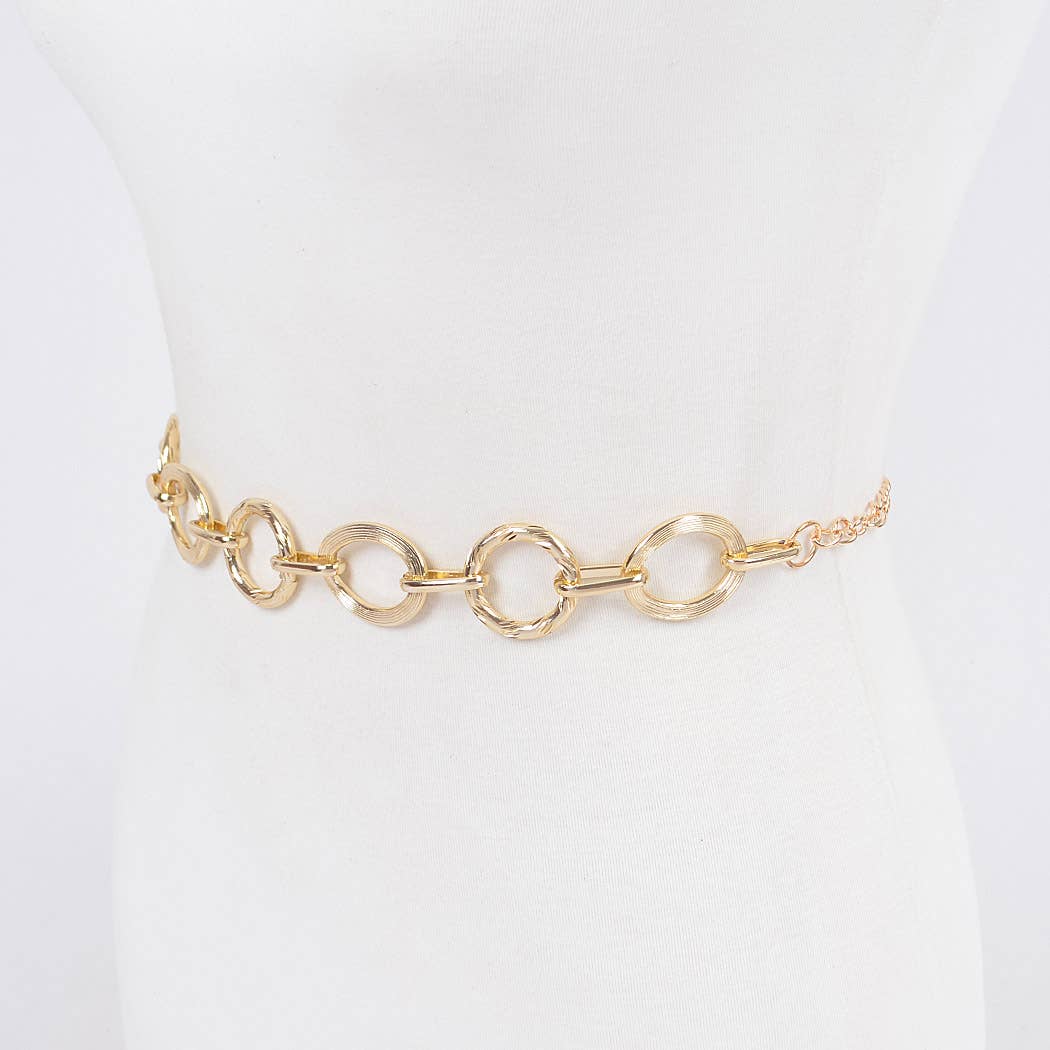 CURVY Goldtone Round Chain Belt