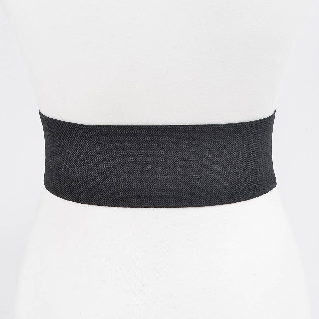 CURVY- Black & Tan Oversized Round Buckle Belt