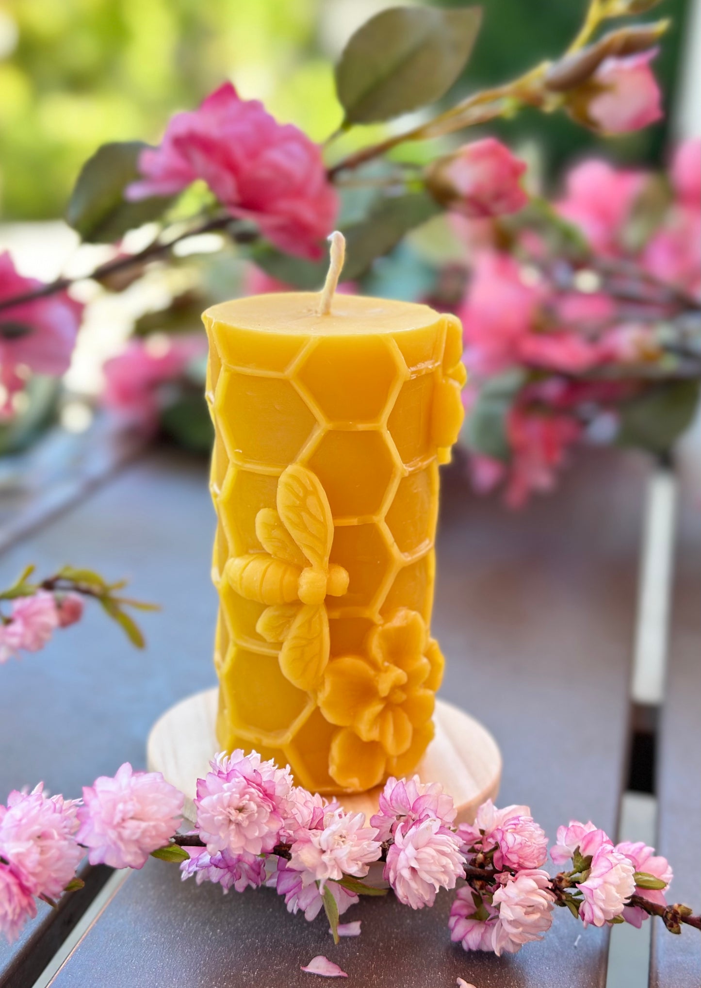 Beeswax Bit-o-Honeycomb Pillar Candle