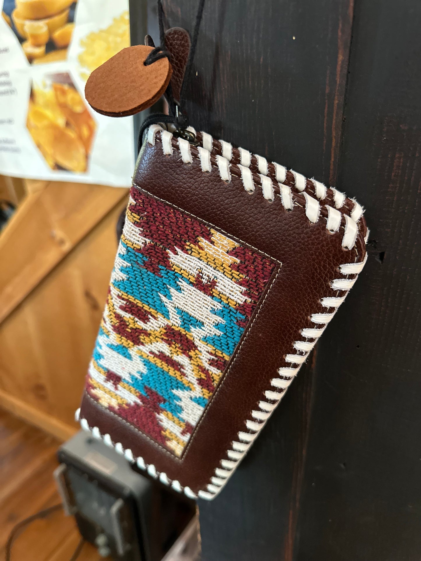 Myra Bag - Western Woven + Leather Zip Wallet