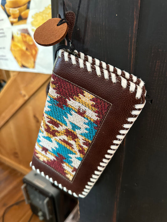 Myra Bag - Western Woven + Leather Zip Wallet