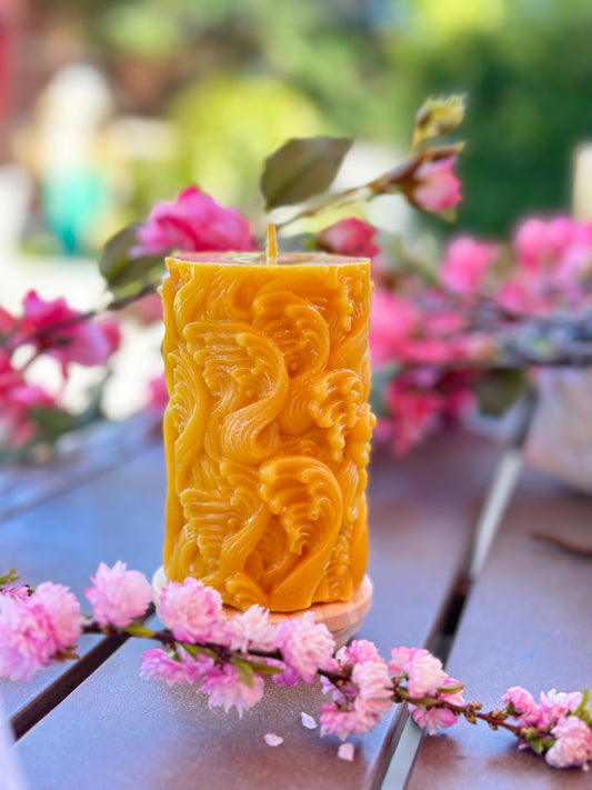 (Beeswax Thick Waves Flower pillar