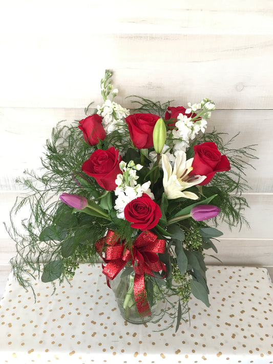 The Classic 1/2 Dz Roses Bouquet in VASE