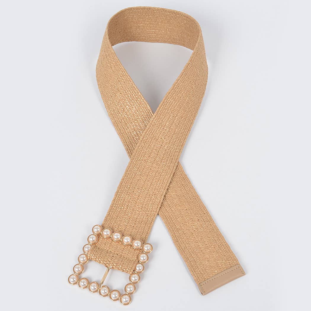 Natural Pearl Buckle Elastic Belt