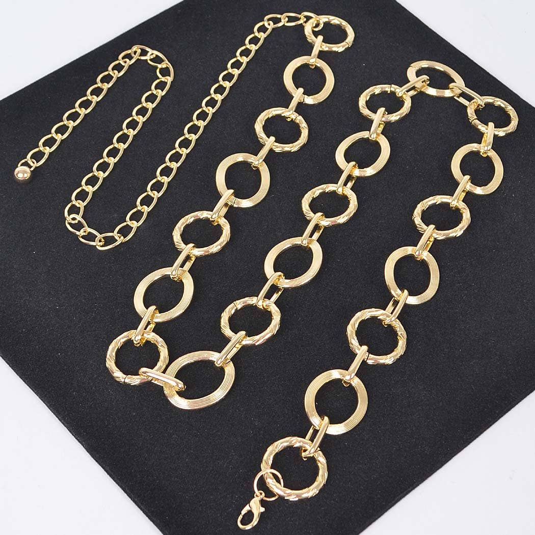 CURVY Goldtone Round Chain Belt