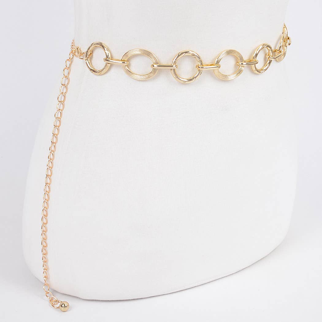 CURVY Goldtone Round Chain Belt