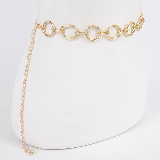 CURVY Goldtone Round Chain Belt