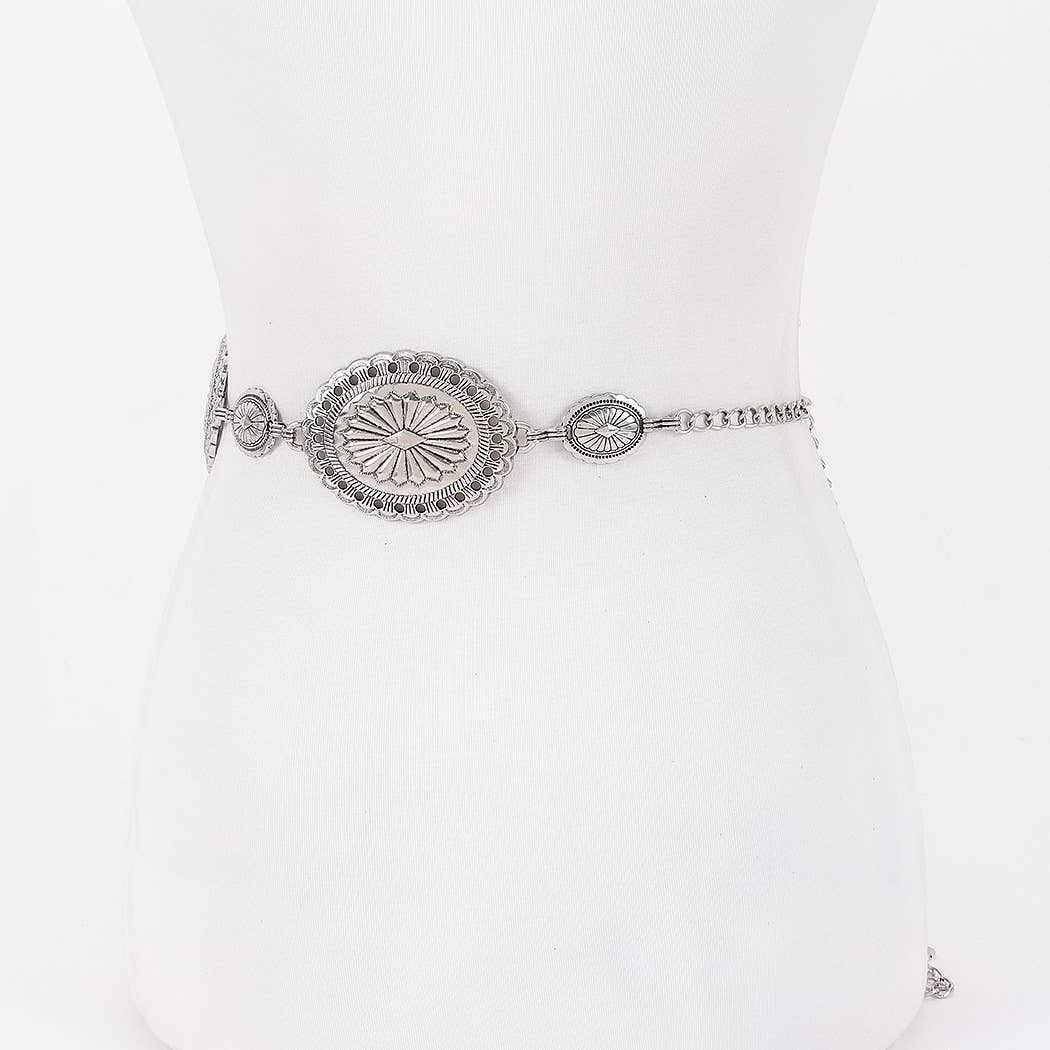 CURVY Silvertone Vintage Metal Chain Belt