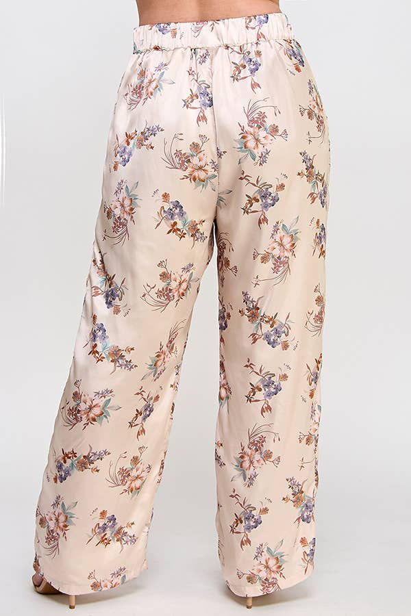 Plus Size Satin Floral Pant SS2391P-P
