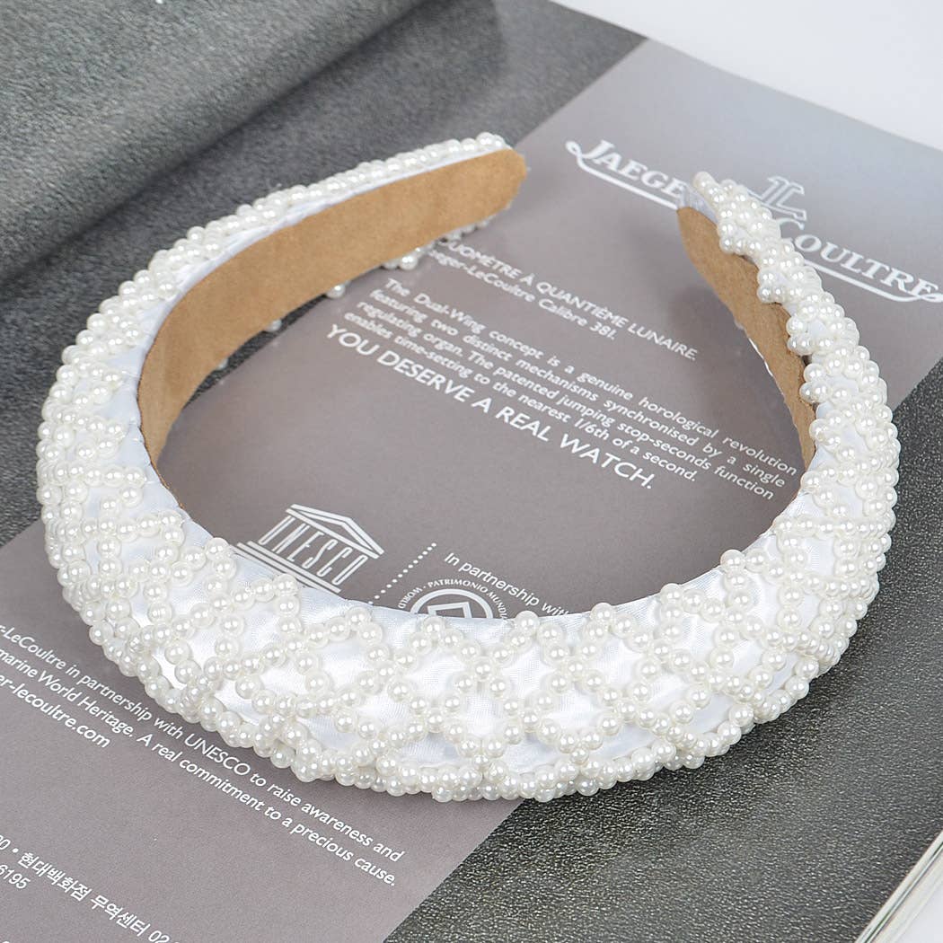 White Embellished Pearl Headband
