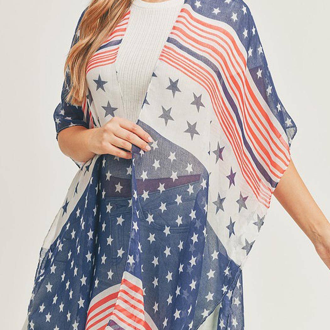 ULTI STRIPED AMERICAN FLAG KIMONO