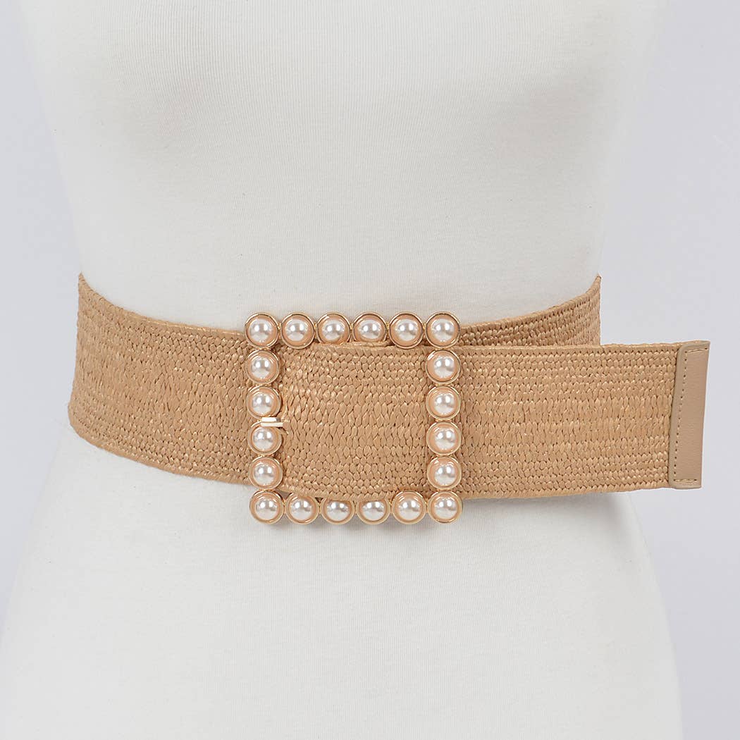 Natural Pearl Buckle Elastic Belt
