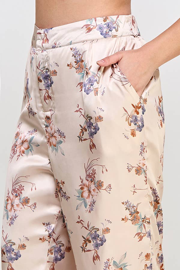 Plus Size Satin Floral Pant SS2391P-P