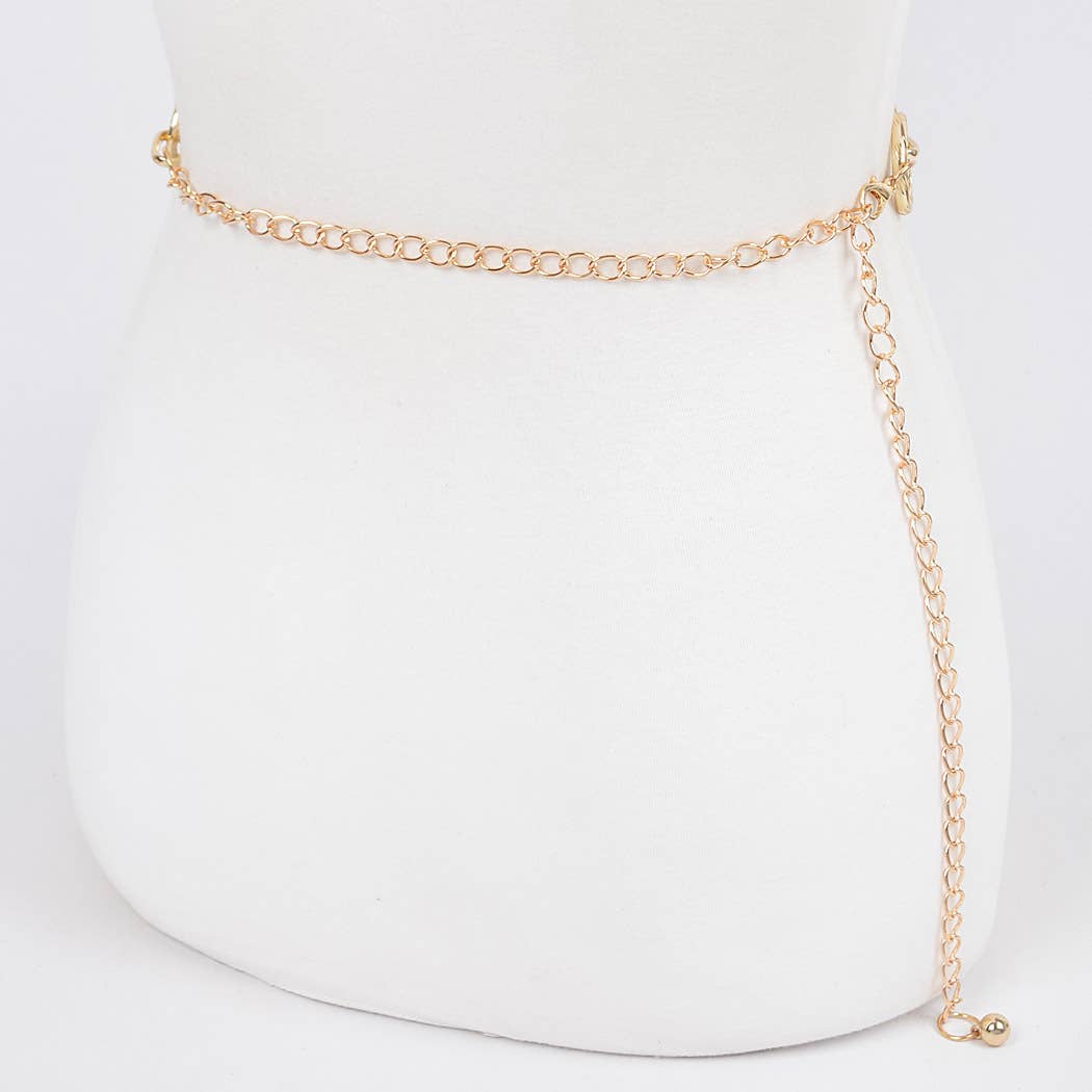 CURVY Goldtone Round Chain Belt